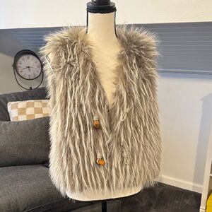 Elegant Faux Fur Vest in Tan